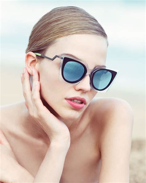 fendi clear runway cat-eye tinted sunglasses